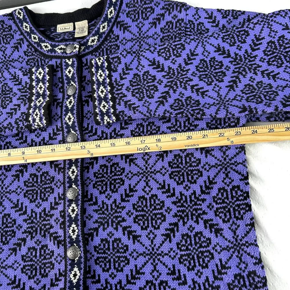 Vintage 90s L.L. Bean Norwegian Wool Nordic Fair Isle Coquette Ski Lodge XL - Picture 7 of 8